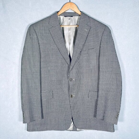 Jack Victor Blazer Mens 46R Gray Wool Union Made Houndstooth Jacket - Picture 3 of 15